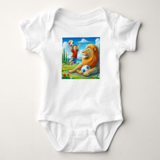 Moroccan Football Baby Bodysuit.Lion Pride Design Romper (Voorkant)
