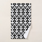 Moroccan Ikat Damask Pattern, Black and White Bad Handdoek (Handdoek)