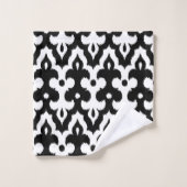 Moroccan Ikat Damask Pattern, Black and White Bad Handdoek (Wasdoekje)