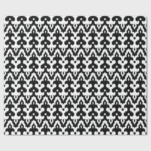Moroccan Ikat Damask Pattern, Black and White Cadeaupapier (Vlak)