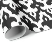 Moroccan Ikat Damask Pattern, Black and White Cadeaupapier (Rol Hoek)