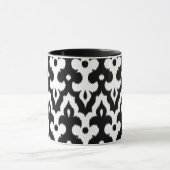 Moroccan Ikat Damask Pattern, Black and White Mok (Midden)