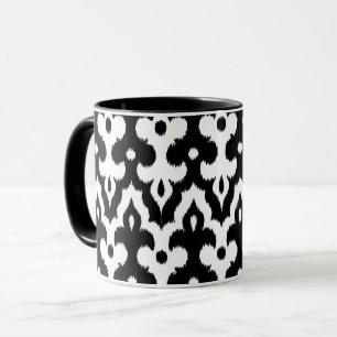 Moroccan Ikat Damask Pattern, Black and White Mok