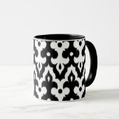 Moroccan Ikat Damask Pattern, Black and White Mok (Voorkant rechts)