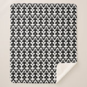 Moroccan Ikat Damask Pattern, Black and White Sherpa Deken (Voorkant)
