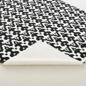 Moroccan Ikat Damask Pattern, Black and White Sherpa Deken (3/4)