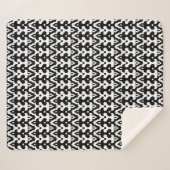 Moroccan Ikat Damask Pattern, Black and White Sherpa Deken (Voorkant (horizontaal))