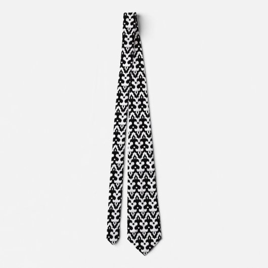 Moroccan Ikat Damask Pattern, Black and White Stropdas (Achterkant)