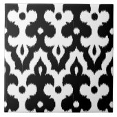 Moroccan Ikat Damask Pattern, Black and White Tegeltje (Voorkant)