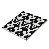Moroccan Ikat Damask Pattern, Black and White Tegeltje (Zijkant)