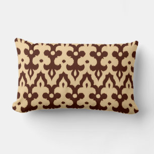 Moroccan Ikat Damask Pattern, Brown and Tan Kussen