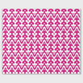 Moroccan Ikat Damask Pattern, Fuchsia Pink & White Cadeaupapier (Vlak)