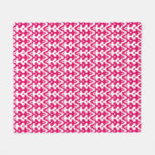 Moroccan Ikat Damask Pattern, Fuchsia Pink & White Fleece Deken (Voorkant (Horizontaal))