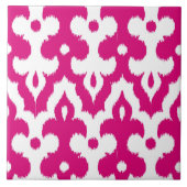 Moroccan Ikat Damask Pattern, Fuchsia Pink & White Tegeltje (Voorkant)