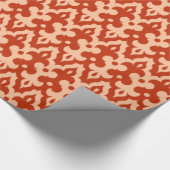 Moroccan Ikat Damask Pattern, Mandarijns Oranje Cadeaupapier (Hoek)
