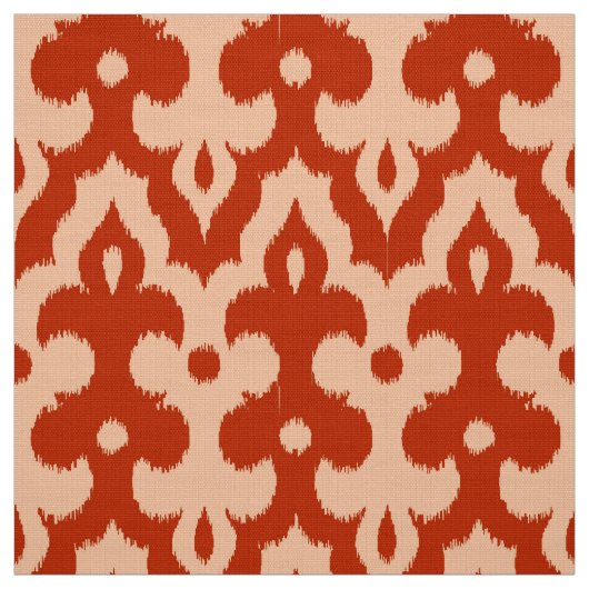 Moroccan Ikat Damask Pattern, Mandarijns Oranje Stof (Swatch)