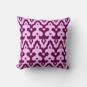 Moroccan Ikat Damask Pattern, Plum en Orchid Kussen