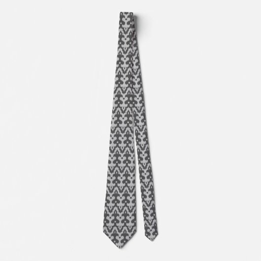Moroccan Ikat Damask Pattern, Silver Grey / Grey Stropdas (Voorkant)