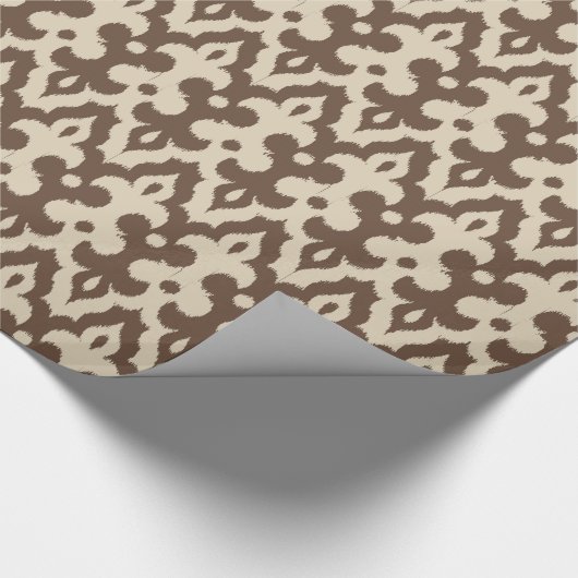 Moroccan Ikat Damask Pattern, Taupe en Beige Cadeaupapier (Hoek)