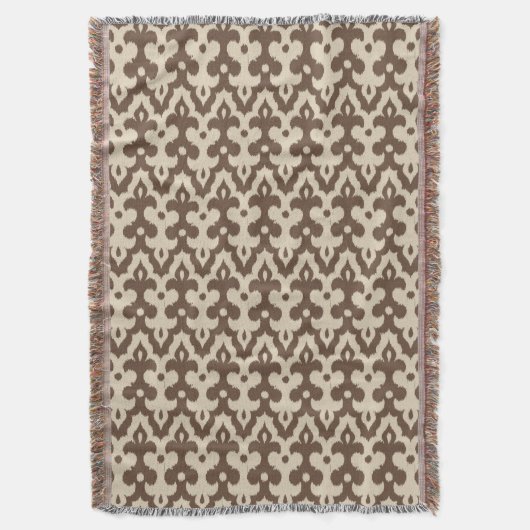 Moroccan Ikat Damask Pattern, Taupe en Beige Deken (Voorkant Verticaal)