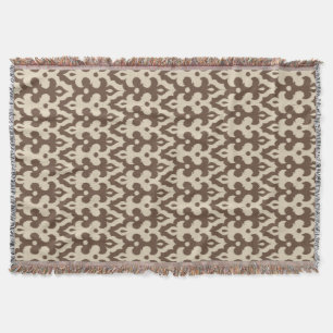 Moroccan Ikat Damask Pattern, Taupe en Beige Deken