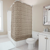 Moroccan Ikat Damask Pattern, Taupe en Beige Douchegordijn (In situ)
