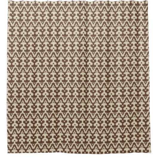 Moroccan Ikat Damask Pattern, Taupe en Beige Douchegordijn (Voorkant)