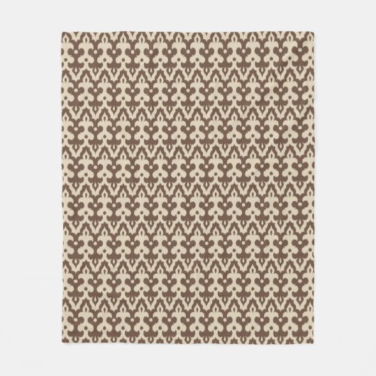 Moroccan Ikat Damask Pattern, Taupe en Beige Fleece Deken (Voorkant)