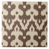 Moroccan Ikat Damask Pattern, Taupe en Beige Tegeltje (Voorkant)