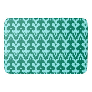Moroccan Ikat Damask Pattern, Turquoise en Aqua Badmat