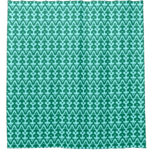 Moroccan Ikat Damask Pattern, Turquoise en Aqua Douchegordijn