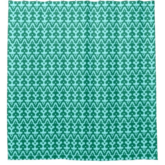Moroccan Ikat Damask Pattern, Turquoise en Aqua Douchegordijn (Voorkant)