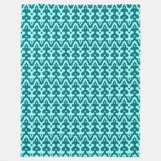 Moroccan Ikat Damask Pattern, Turquoise en Aqua Fleece Deken (Voorkant)
