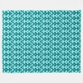 Moroccan Ikat Damask Pattern, Turquoise en Aqua Fleece Deken (Voorkant (Horizontaal))