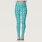 Moroccan Ikat Damask Pattern, Turquoise en Aqua Leggings (Voorkant)