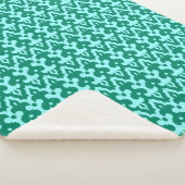 Moroccan Ikat Damask Pattern, Turquoise en Aqua Sherpa Deken (3/4)