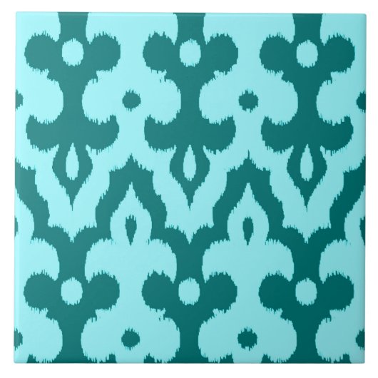 Moroccan Ikat Damask Pattern, Turquoise en Aqua Tegeltje (Voorkant)