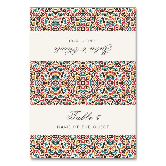Moroccan Lattice Geo Mandala Wedding Place Card Kaart (Voorkant)