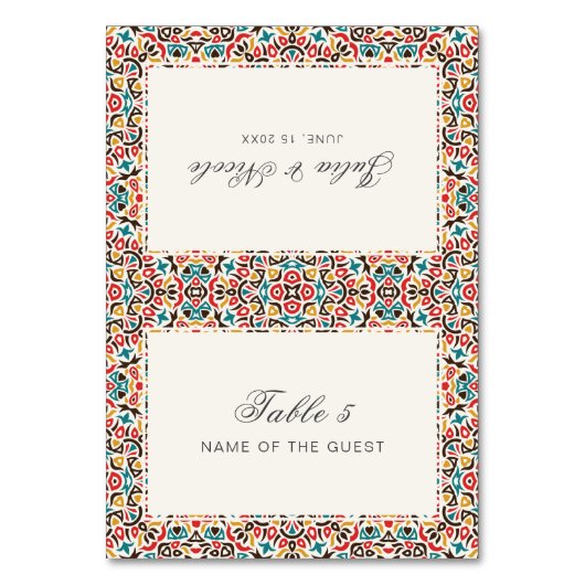 Moroccan Lattice Geo Mandala Wedding Place Card Kaart (Voorkant)