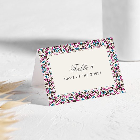Moroccan Lattice Geo Mandala Wedding Place Card Kaart