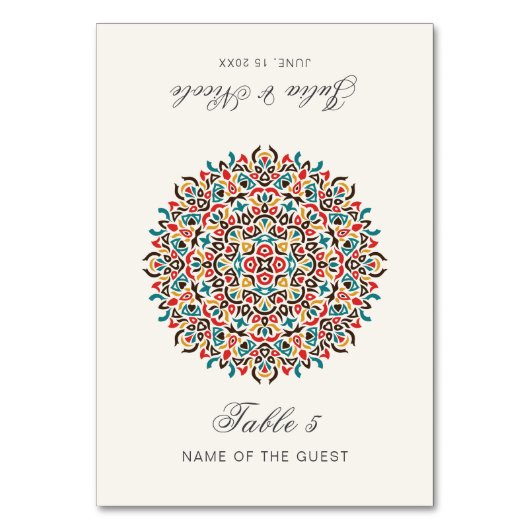 Moroccan Lattice Geo Mandala Wedding Place Card Kaart (Voorkant)