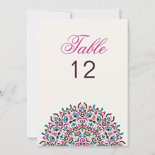 Moroccan Lattice Geo Mandala Wedding Table Number Kaart (Voorkant)