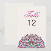 Moroccan Lattice Geo Mandala Wedding Table Number Kaart (Voorkant / Achterkant)