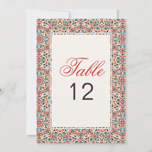Moroccan Lattice Geo Mandala Wedding Table Number Kaart (Voorkant)
