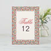 Moroccan Lattice Geo Mandala Wedding Table Number Kaart (Staand voorkant)