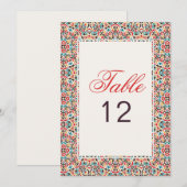 Moroccan Lattice Geo Mandala Wedding Table Number Kaart (Voorkant / Achterkant)
