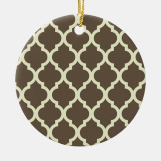 Moroccan Lattice Pattern brown & white Keramisch Ornament (Voorkant)