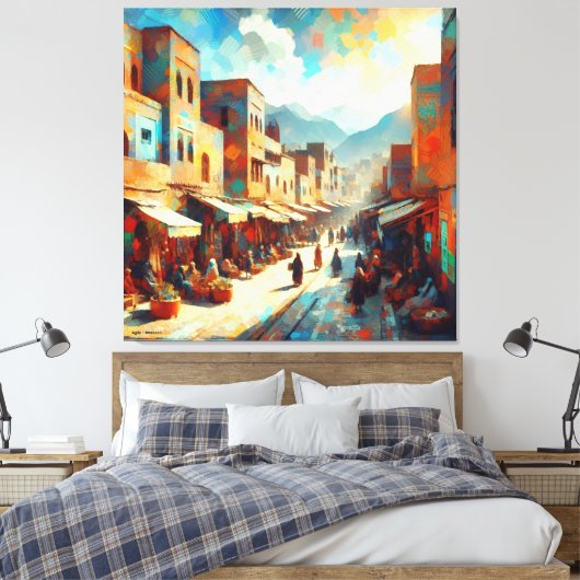 Moroccan_Market_in_Agdz Canvas Afdruk (Insitu (Slaapkamer))