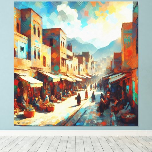 Moroccan_Market_in_Agdz Canvas Afdruk (Insitu (Houten vloer))