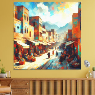 Moroccan_Market_in_Agdz Canvas Afdruk
